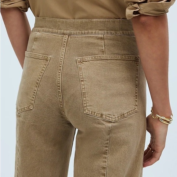 Madewell The Emmett Wide-Leg Crop Pant: Welt Pocket Edition Drill Khaki Size 33P - Picture 2 of 9